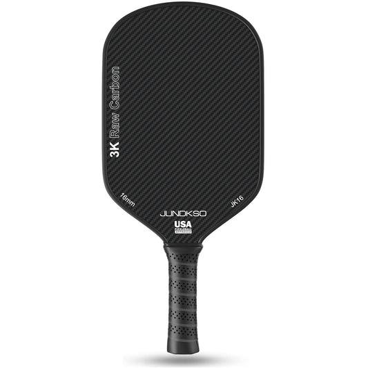 JUNDKSO Pickleball Paddles 3K Raw Carbon Fiber Surface (CFS) High Grit & Spin USA Pickleball Approved Pickle Ball Racket with 16MM Polypropylene Honeycomb Core for Novice and Pro